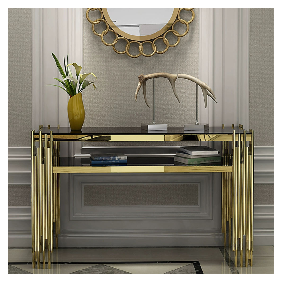 Pipeline Gold Console Side Table